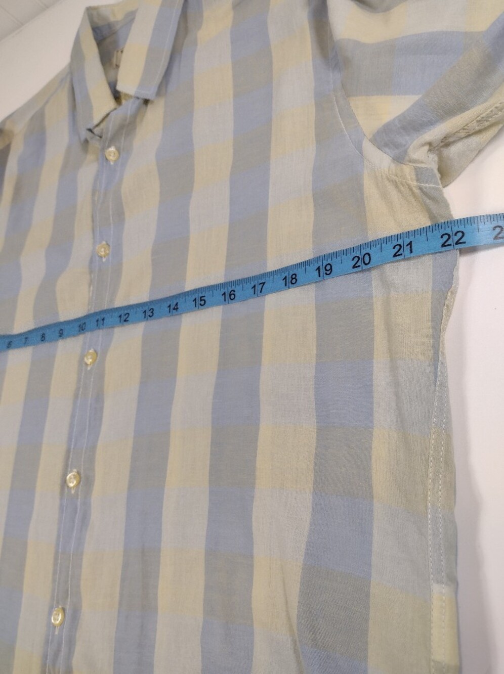 What Goes Around Comes Around Men's Blue & Cream Plaid Button-Up Shirt - Picture 9 of 11